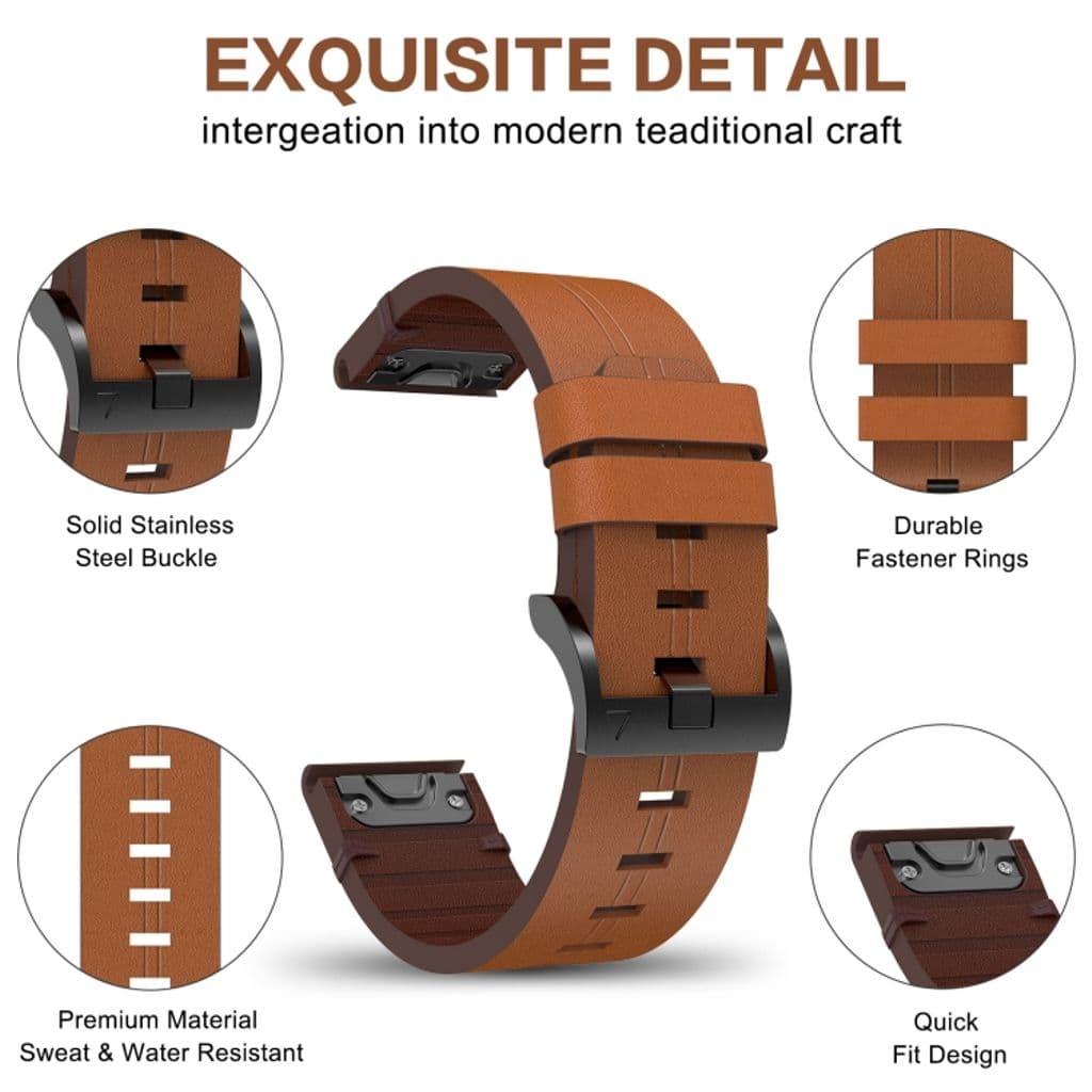 Garmin Fenix 6X Pro Klockarmband i PU-läder - Brun