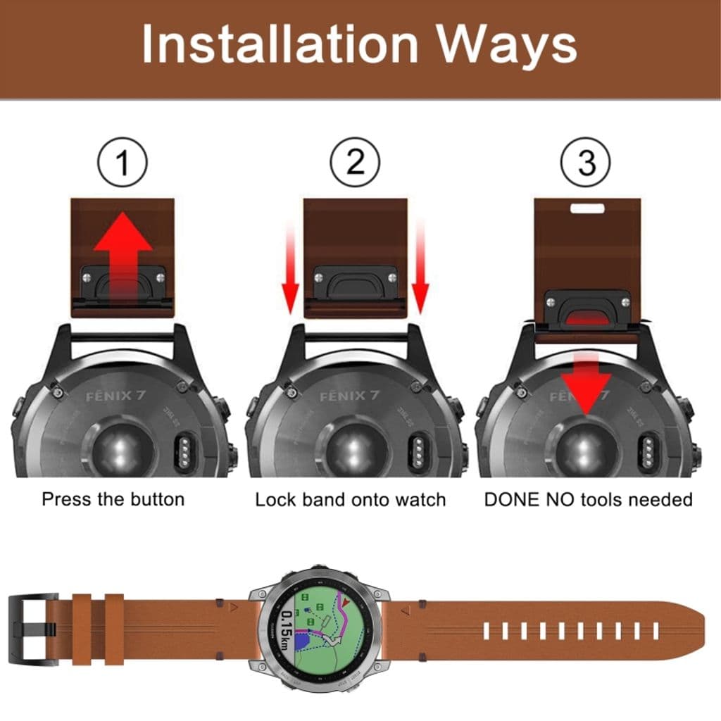 Garmin Fenix 5 Klockarmband i PU-läder - Svart
