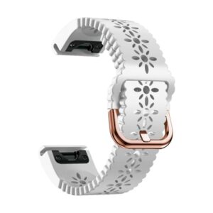 Garmin Fenix 6S Silikon Klockarmband med Spetsdeisgn - Vit