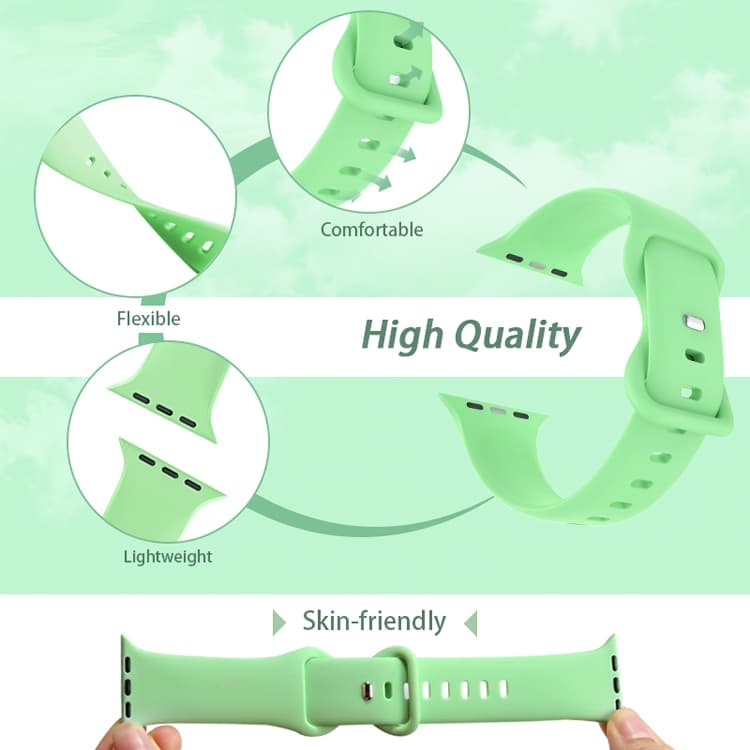 Apple Watch 38/40/41/42mm Silikon Klockarmband - Ljusgrön