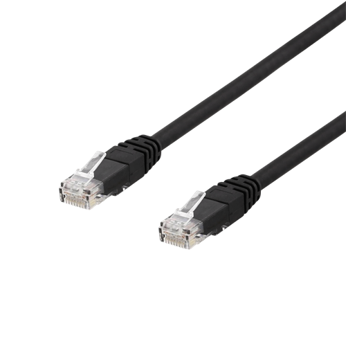 Deltaco U/UTP Cat6 Nätverkskabel, UV-resistent, 0.5m - Svart