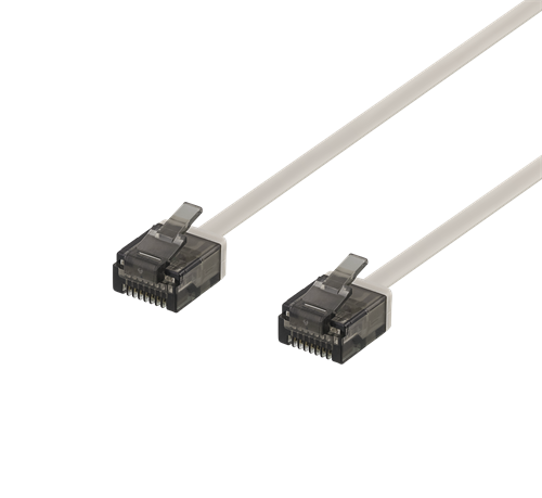 DELTACO Cat6a patchkabel, flat, 0,5m, grå