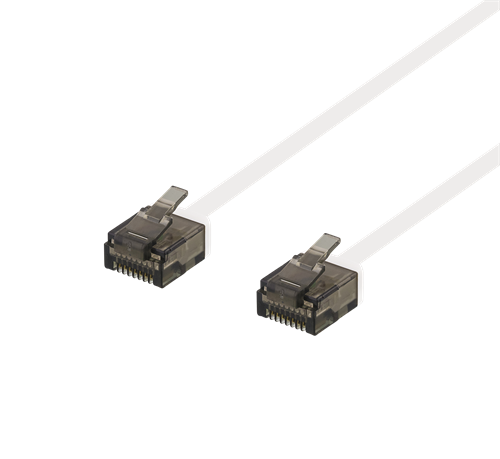 DELTACO Cat6a patchkabel, flat, 1m, vit