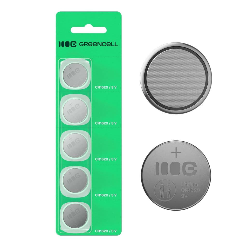 Greencell Litiumknappcellsbatteri CR1620 3V 70mAh, 5-pack
