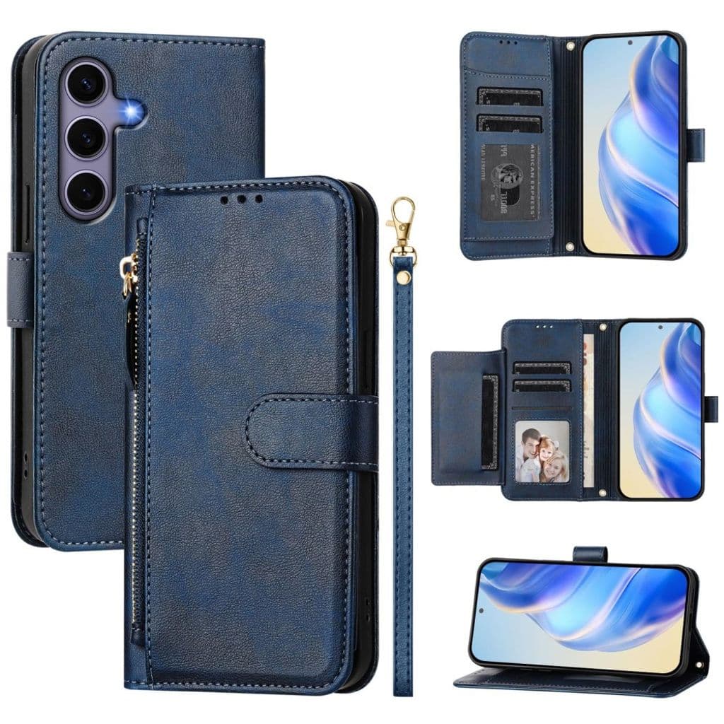 Samsung Galaxy S25 Plånboksfodral med Handgrepp - Blå