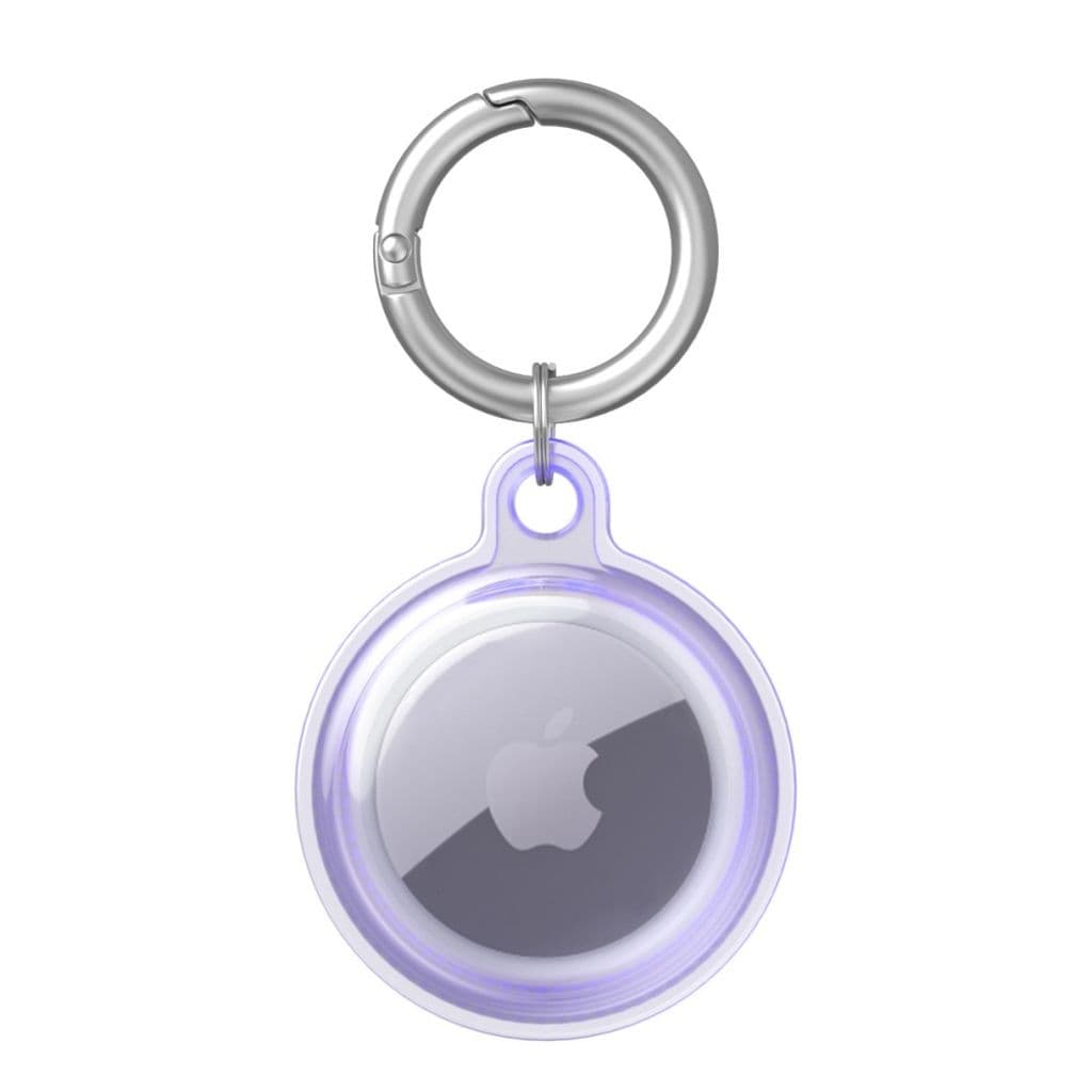 Apple AirTag Skal med Nyckelring - Transparent Lila