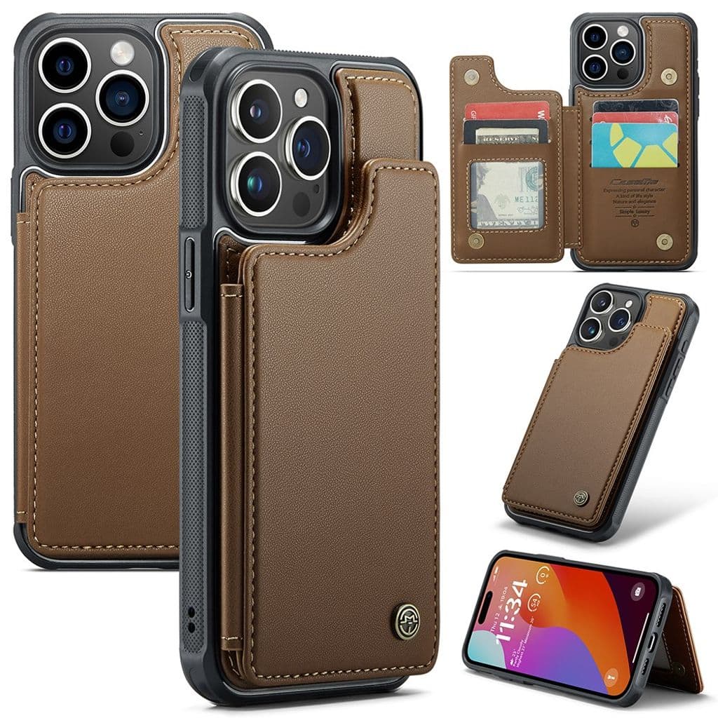 CASEME iPhone 15 Pro Max Skal med 5 Kortfack - Brun