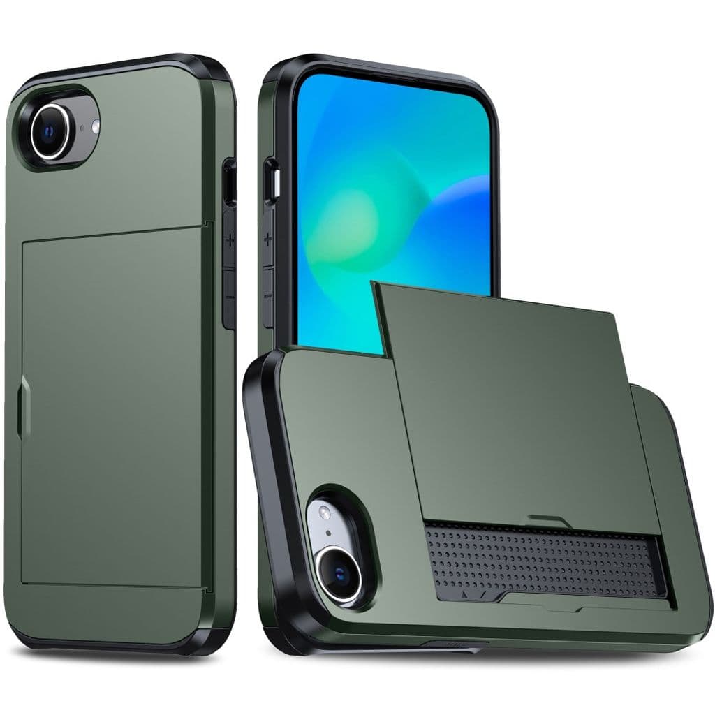 iPhone 16e Skal med Kortfack - Mörkgrön